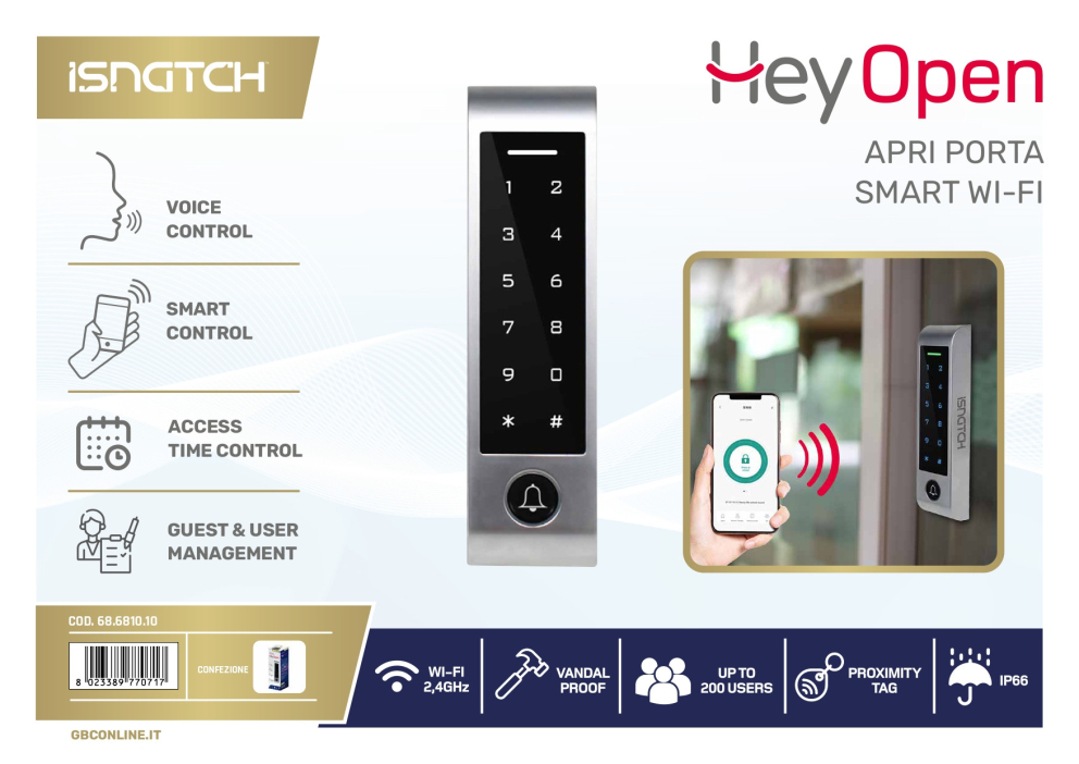 HeyOpen - Apri porta smart wi-fi ideale per b&b e affitti brevi
